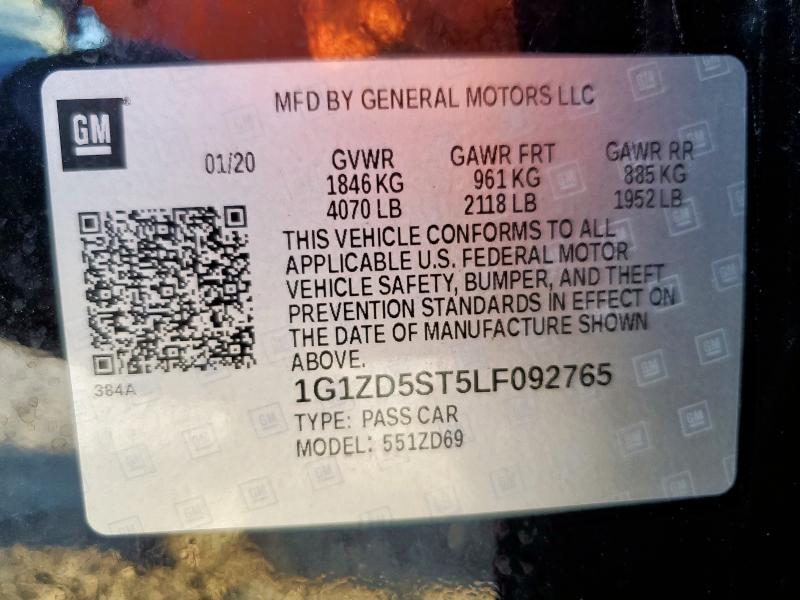 2020 CHEVROLET MALIBU LT - 1G1ZD5ST5LF092765