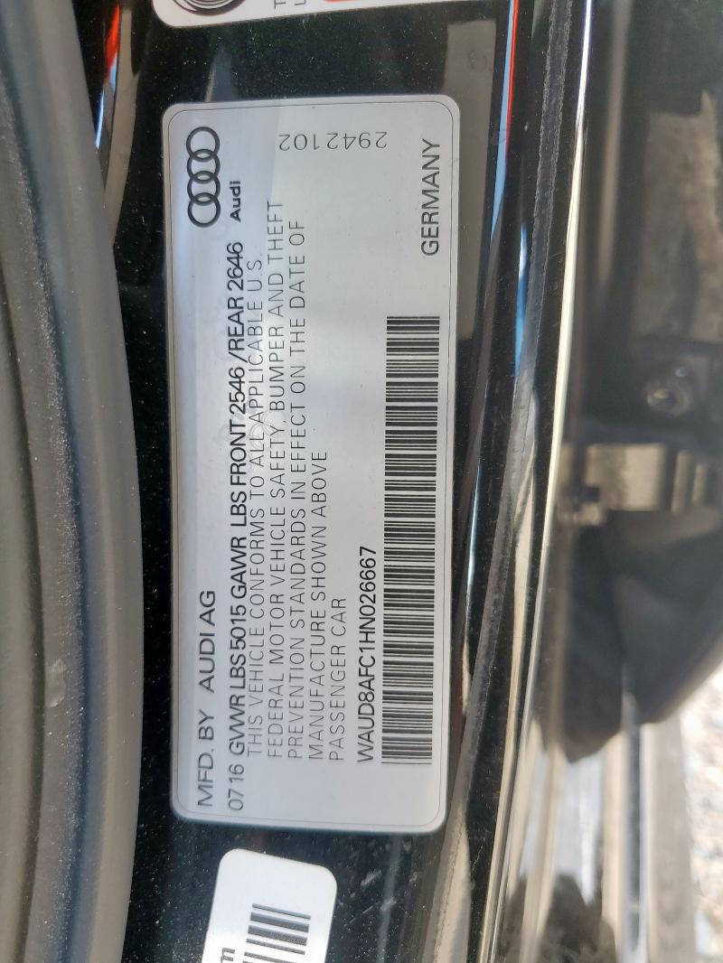 2017 AUDI A6 PREMIUM PLUS WAUD8AFC1HN026667