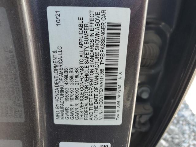 2021 HONDA ACCORD EXL - 1HGCV1F5XMA117058