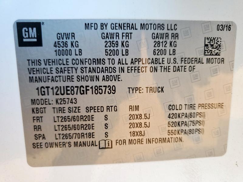 2016 GMC SIERRA K25 - 1GT12UE87GF185739