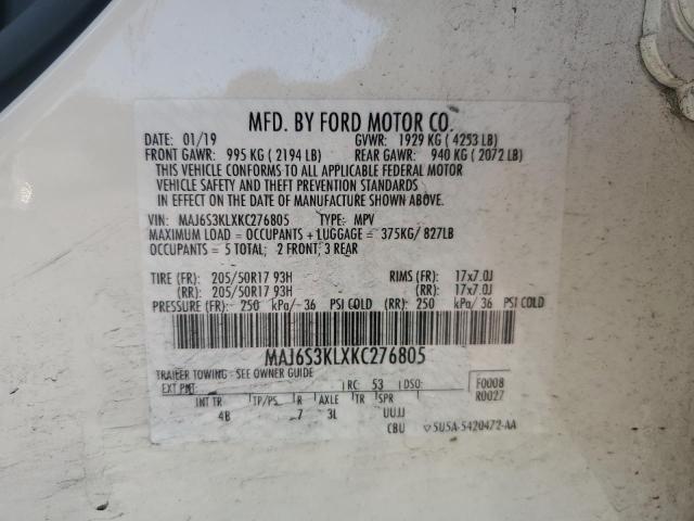 2019 FORD ECOSPORT TITANIUM MAJ6S3KLXKC276805