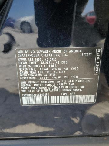 2018 VOLKSWAGEN ATLAS SEL PREMIUM 1V2NR2CA9JC543292