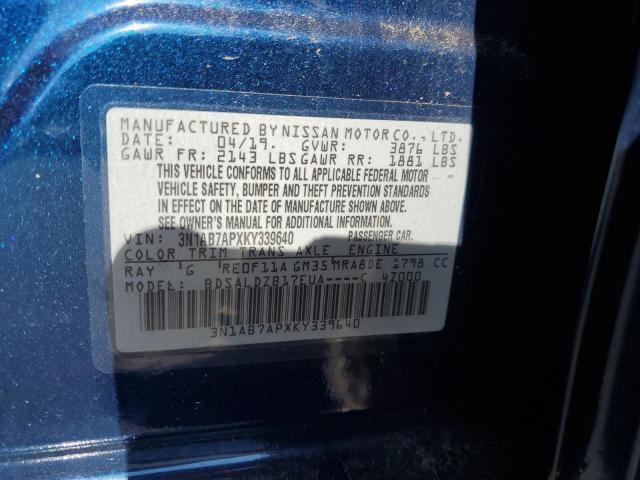 2019 NISSAN SENTRA S 3N1AB7APXKY339640