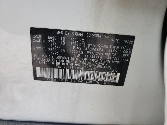 2021 SUBARU OUTBACK ON 4S4BTGLD5M3128015