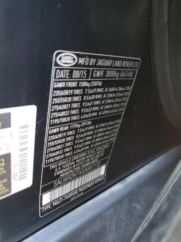 2016 LAND ROVER RANGE ROVE SALWR2KFXGA551112
