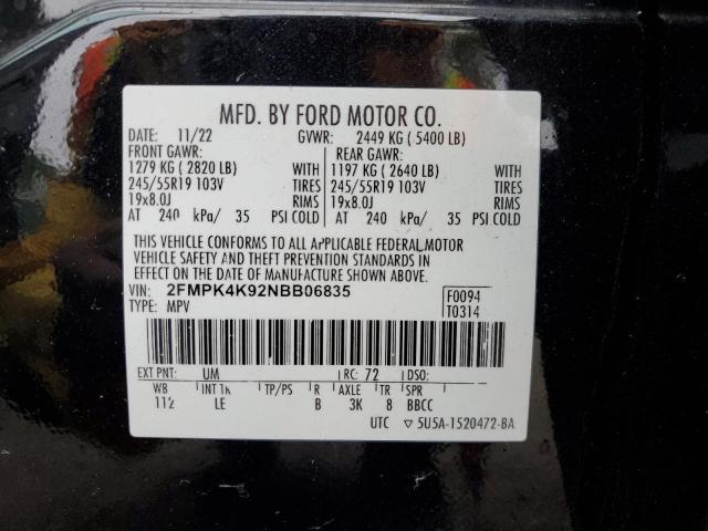 2022 FORD EDGE TITAN - 2FMPK4K92NBB06835