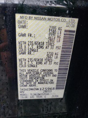 2017 NISSAN MURANO S 5N1AZ2MH2HN125968