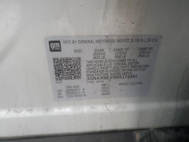 2021 CHEVROLET EQUINOX LS 3GNAXSEV5MS172451