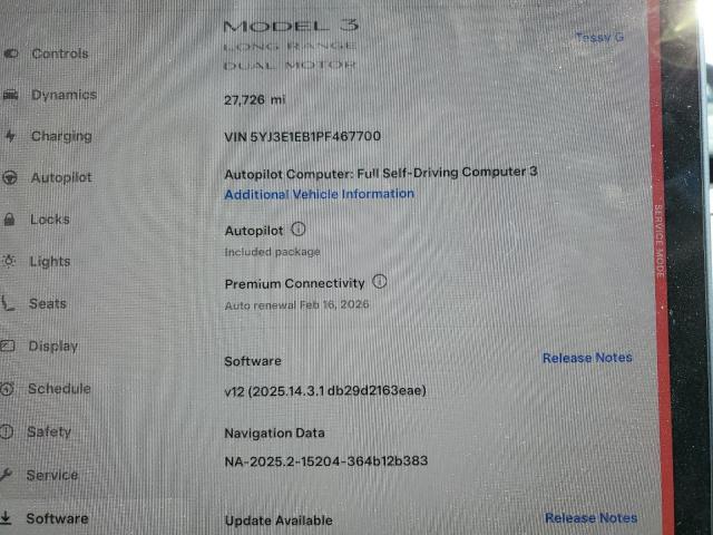 2023 TESLA MODEL 3 5YJ3E1EB1PF467700