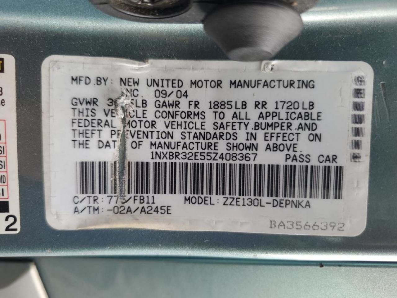 Lot #3254191527 2005 TOYOTA COROLLA CE