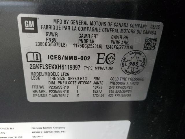 2017 GMC TERRAIN SL 2GKFLSEKXH6119897