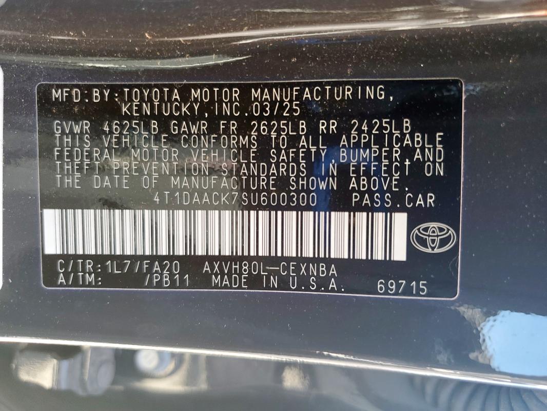 2025 TOYOTA CAMRY XSE 4T1DAACK7SU600300