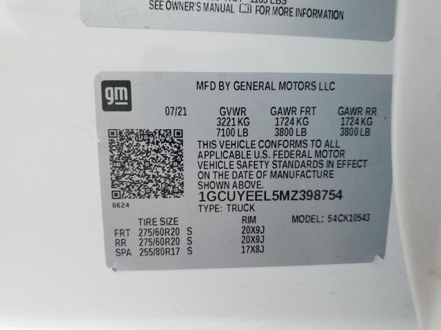 2021 CHEVROLET SILVERADO K1500 RST 1GCUYEEL5MZ398754