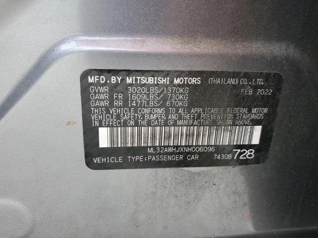 2022 MITSUBISHI MIRAGE SE ML32AWHJXNH006096