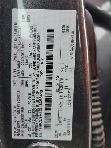 2020 FORD ESCAPE SEL - 1FMCU9H63LUA55419