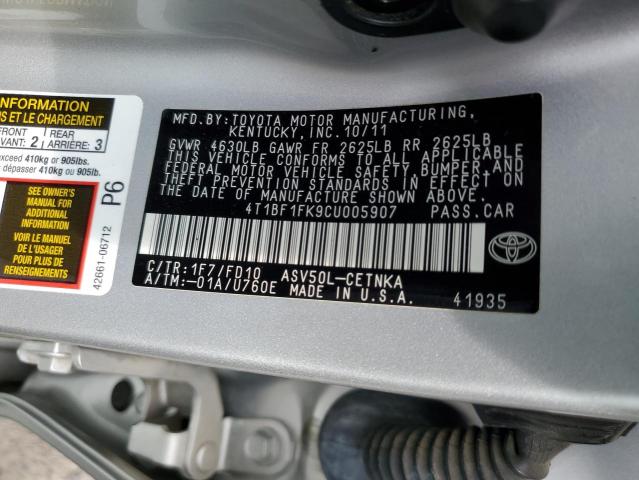 2012 TOYOTA CAMRY BASE - 4T1BF1FK9CU005907