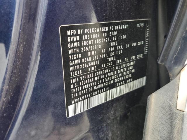 2016 VOLKSWAGEN TIGUAN S - WVGAV7AX1GW563314