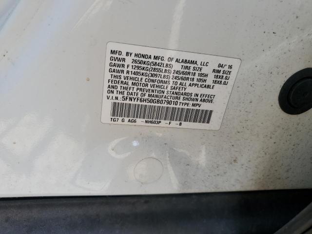 2016 HONDA PILOT EXL 5FNYF6H50GB079010