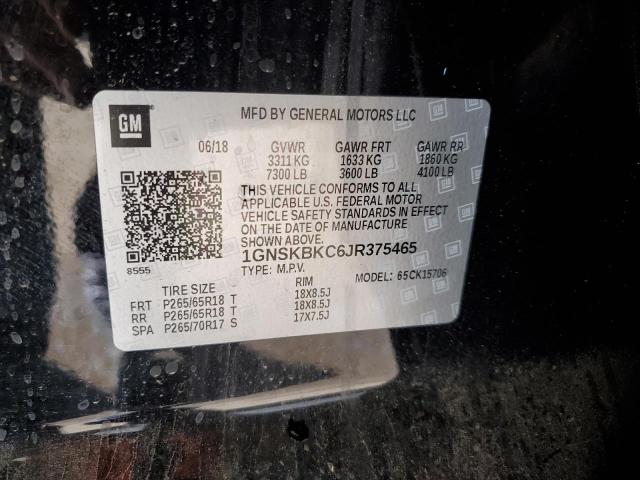 2018 CHEVROLET TAHOE K150 1GNSKBKC6JR375465