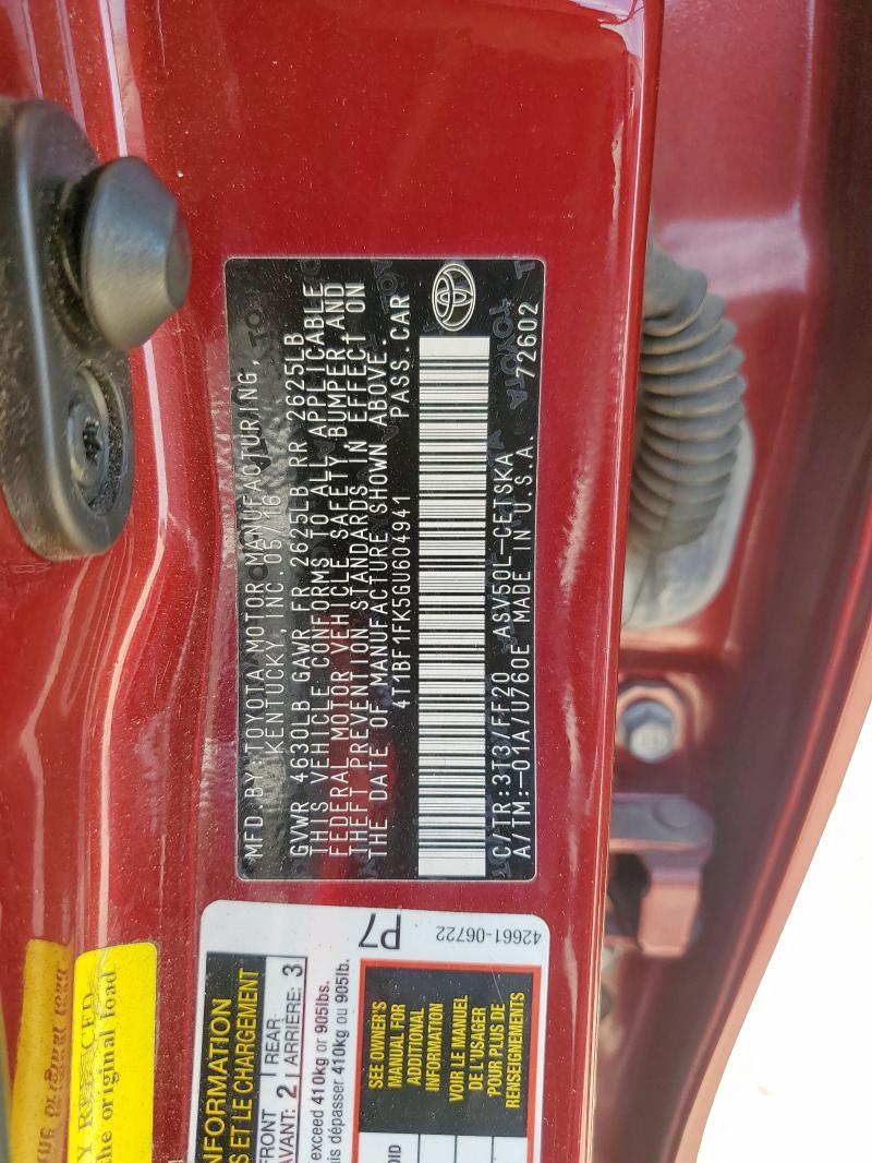 2016 TOYOTA CAMRY LE - 4T1BF1FK5GU604941