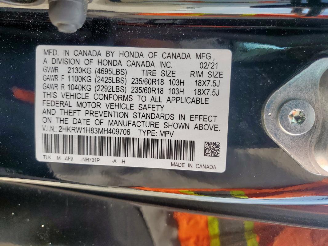 2021 HONDA CR-V EXL - 2HKRW1H83MH409706