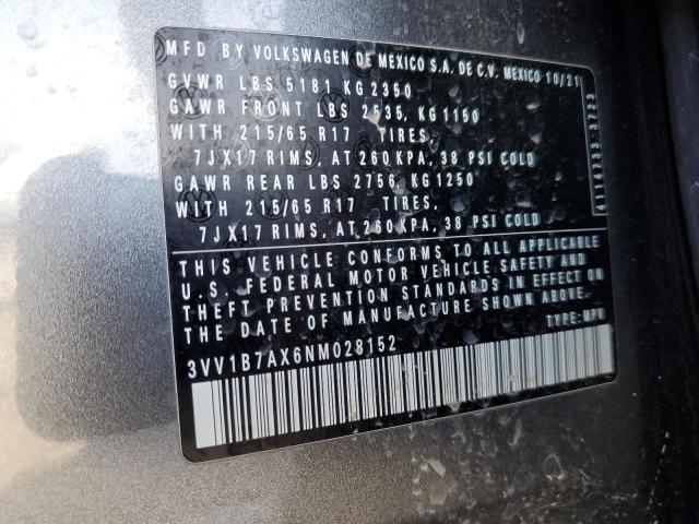 2022 VOLKSWAGEN TIGUAN S - 3VV1B7AX6NM028152