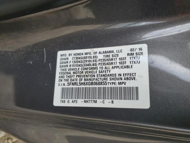 2016 HONDA ODYSSEY EX 5FNRL5H6XGB068855