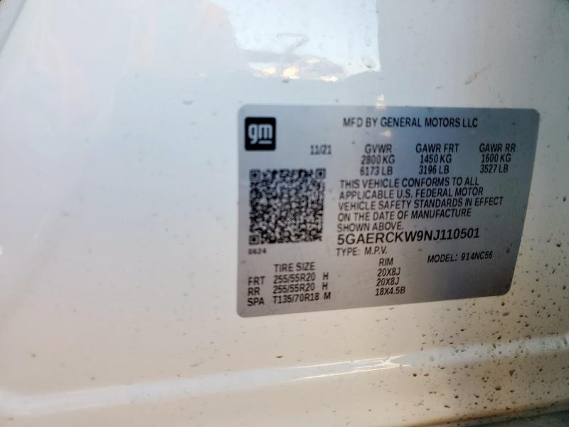 2022 BUICK ENCLAVE PREMIUM 5GAERCKW9NJ110501