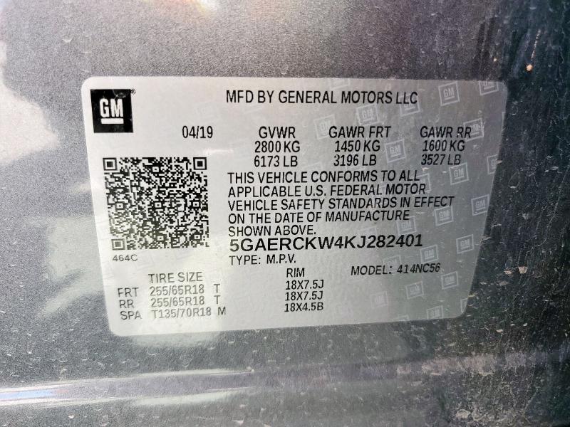 2019 BUICK ENCLAVE PREMIUM 5GAERCKW4KJ282401