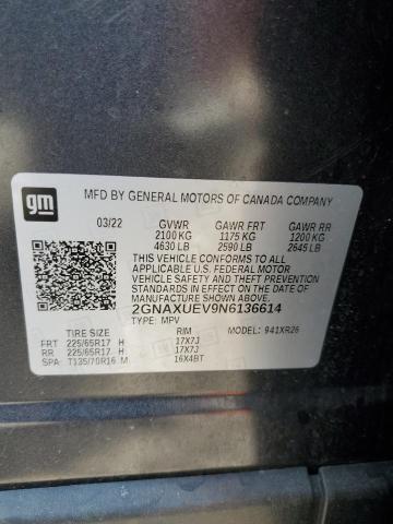 2022 CHEVROLET EQUINOX LT 2GNAXUEV9N6136614
