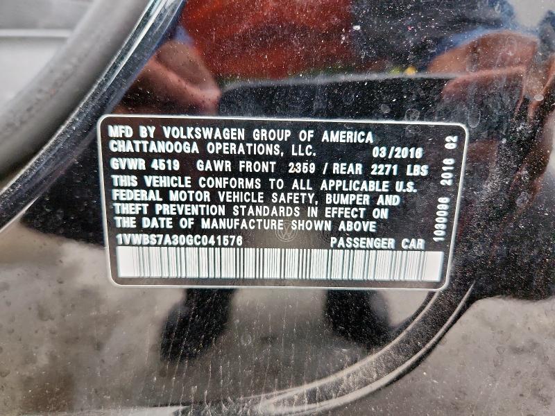 2016 VOLKSWAGEN PASSAT SE 1VWBS7A30GC041576
