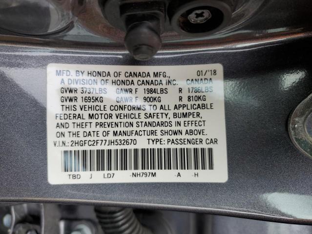 2018 HONDA CIVIC EX 2HGFC2F77JH532670