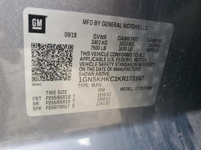 2019 CHEVROLET SUBURBAN K 1GNSKHKC1KR173167