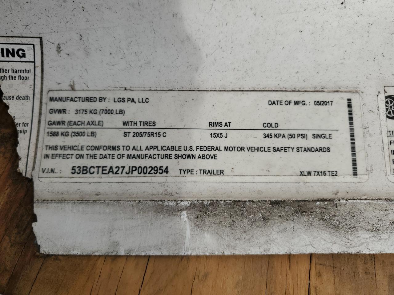 Lot #3269033052 2018 LGS UNKNOWN