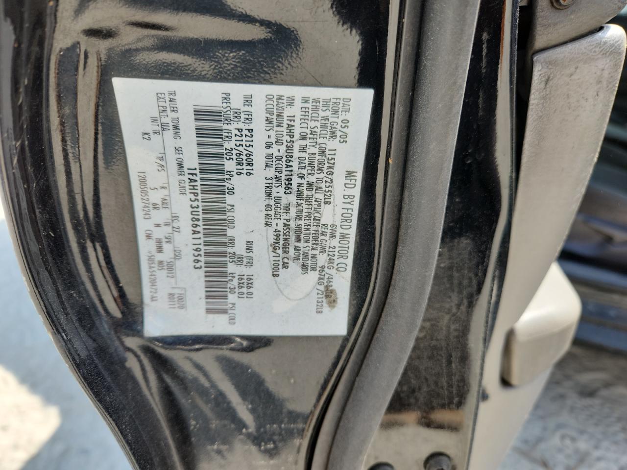 Lot #3278795614 2006 FORD TAURUS SE