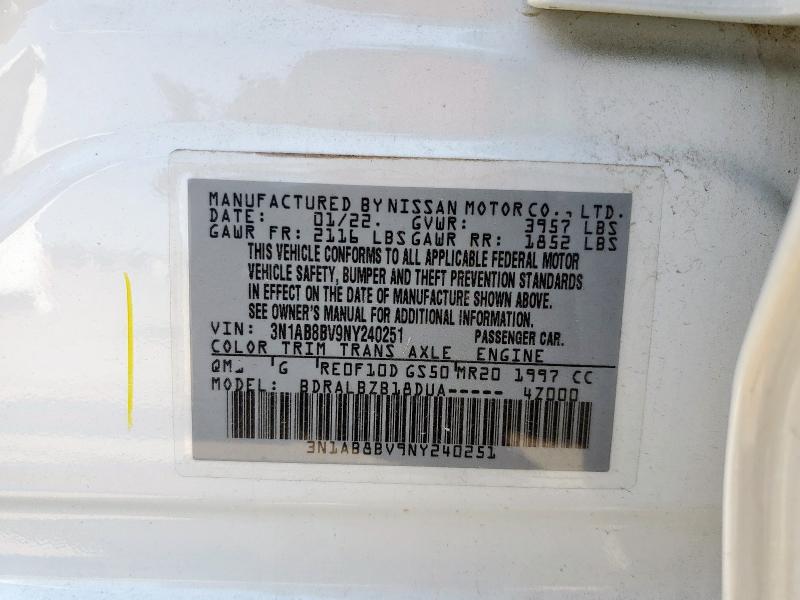 2022 NISSAN SENTRA S 3N1AB8BV9NY240251
