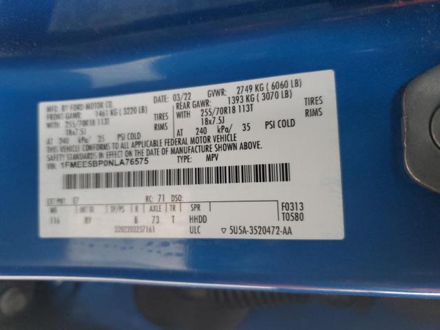 2022 FORD BRONCO BAS 1FMEE5BP0NLA76575