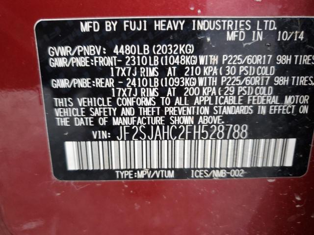2015 SUBARU FORESTER 2 JF2SJAHC2FH528788