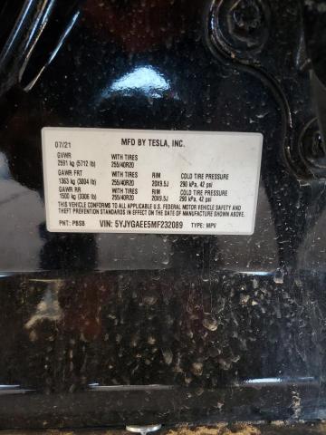 2021 TESLA MODEL Y - 5YJYGAEE5MF232089