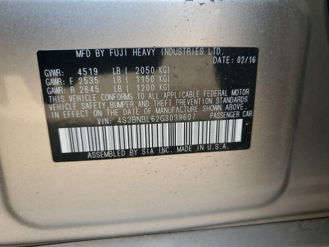 SUBARU LEGACY 2.5I LIMITED