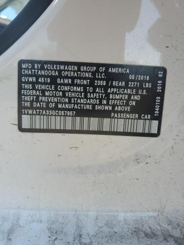 2016 VOLKSWAGEN PASSAT S 1VWAT7A33GC057957