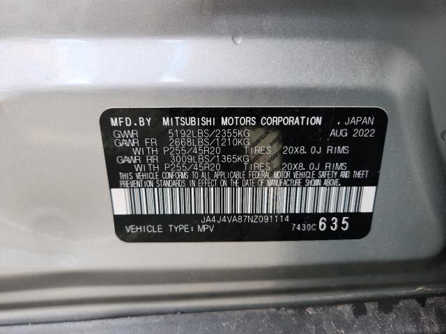 2022 MITSUBISHI OUTLANDER JA4J4VA87NZ091114