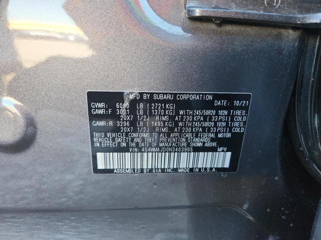 2022 SUBARU ASCENT ONY 4S4WMAJD0N3403905