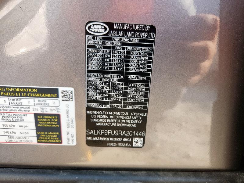 2024 LAND ROVER RANGE ROVER SE SALKP9FU9RA201446