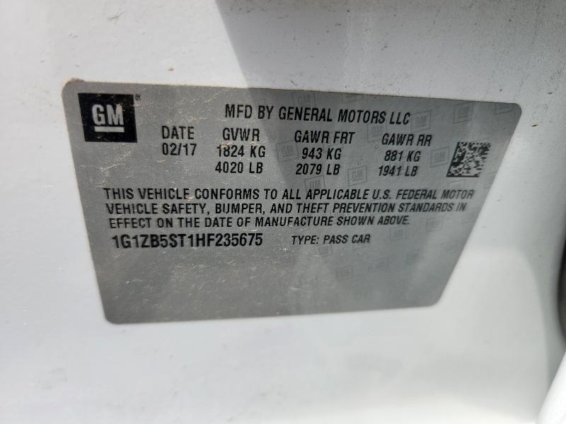 2017 CHEVROLET MALIBU 1G1ZB5ST1HF235675
