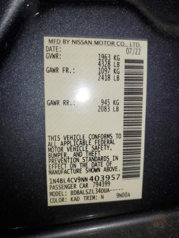 2022 NISSAN ALTIMA SR 1N4BL4CV9NN403957