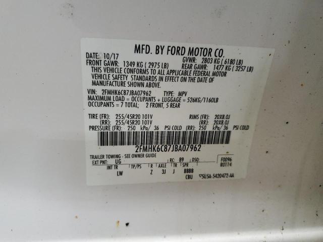 2018 FORD FLEX SEL 2FMHK6C87JBA07962