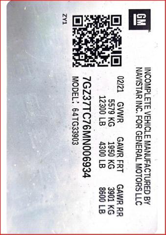 GMC SAVANA CUT 2021 white  gas 7GZ37TC76MN006934 photo #1