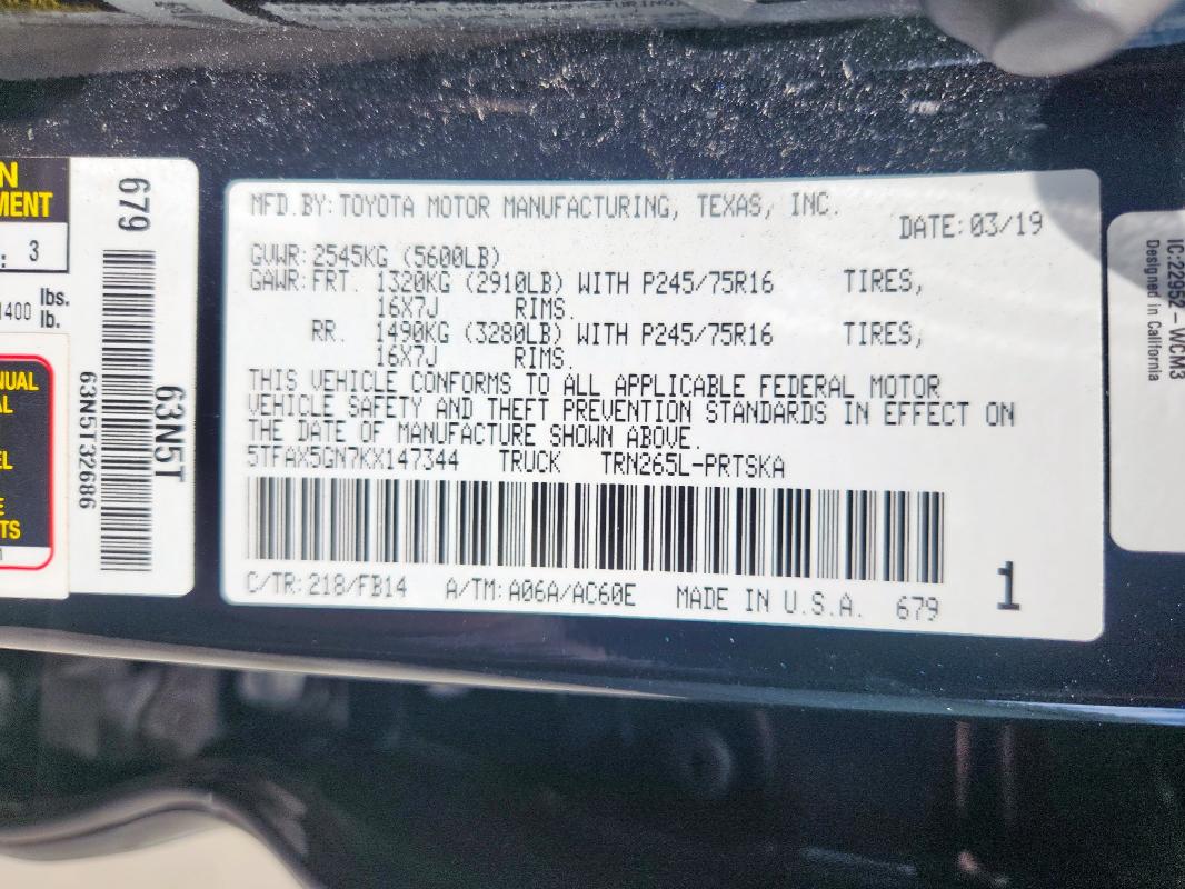 2019 TOYOTA TACOMA DOU - 5TFAX5GN7KX147344