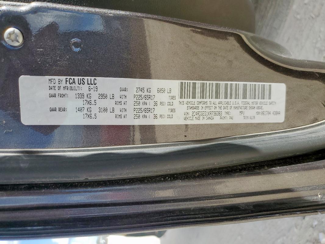 2019 DODGE GRAND CARA 2C4RDGEG1KR736383